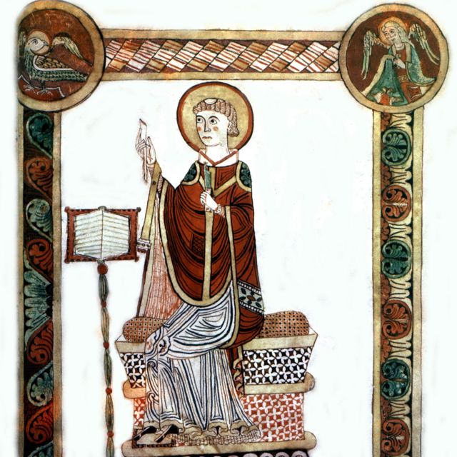 San Beda el Venerable (673-735), en una imagen hecha en el siglo XIII.