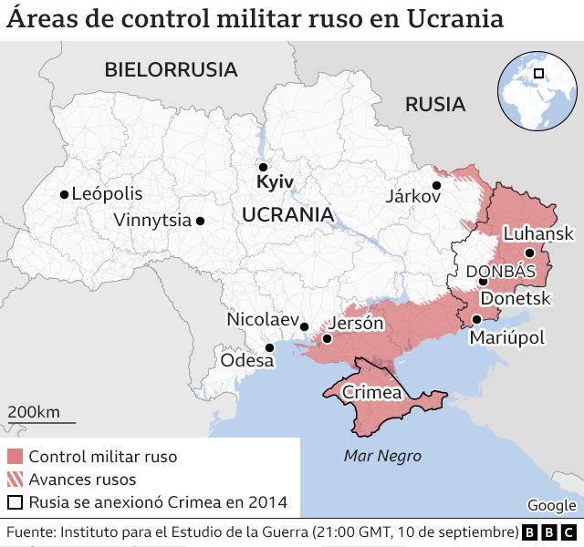 พื้นที่ของการควบคุมทางทหารของรัสเซียในยูเครน