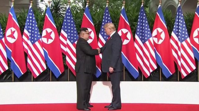 6·12 싱가포르 북미정상회담 당시 미국 도널드 트럼프 대통령과 북한 김정은 국무위원장은 주요 4개 사항에 합의했다