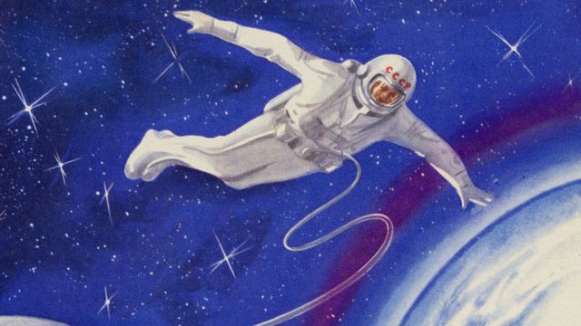 Ilustración de la primera caminata espacial rusa