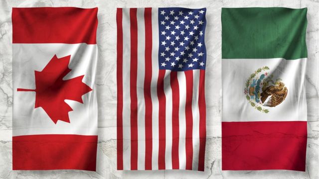 Bandeiras de Canadá, EUA e México