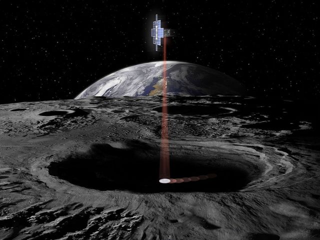 Ilustración del programa Lunar Flashlight de la NASA