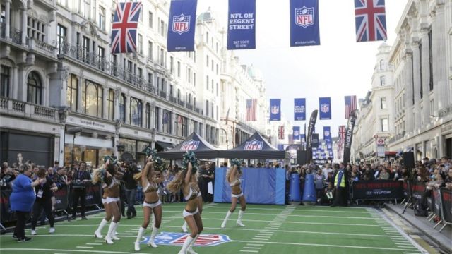 Jacksonville Jaguars cheerleaders perform at NFL on Regent Street