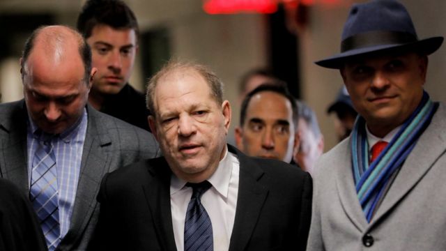 Harvey Weinstein arrives at court in New York on Wednesday