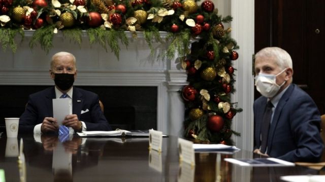 US President Joe Biden meets with NIH National Institute of Allergy and Infectious Diseases Director Anthony Fauci and members of the COVID-19 Response Team