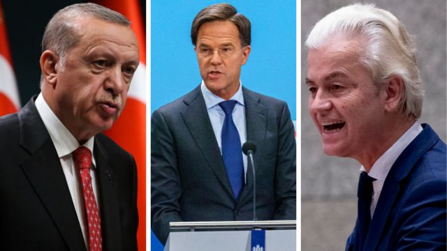 Recep Tayyip Erdoğan, Mark Rutte and Geert Wilders