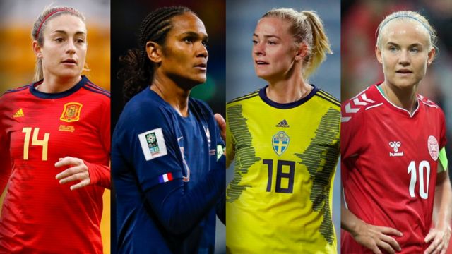 Alexia Putellas, Wendie Renard, Fridolina Rolfo and Pernille Harder