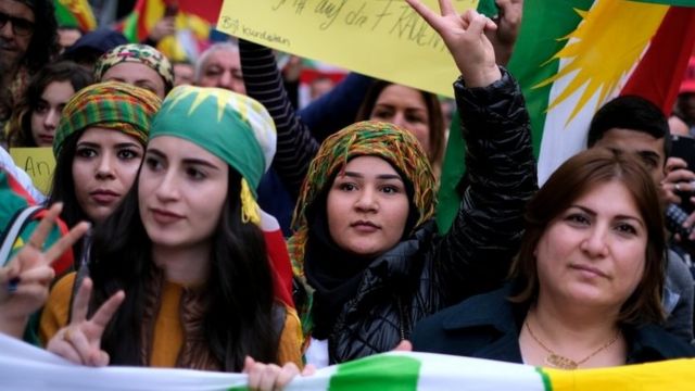 Акция против турецкой операции прошла в субботу в Берлине