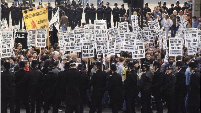 Poll tax demonstration in London