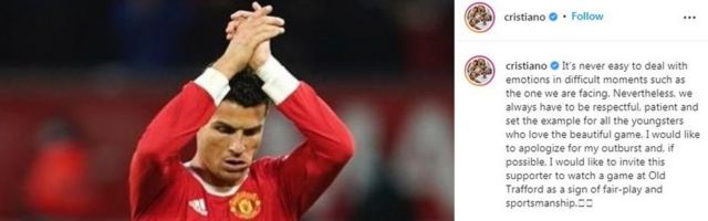 Ronaldo apologises after mobile phone incident following Man United loss