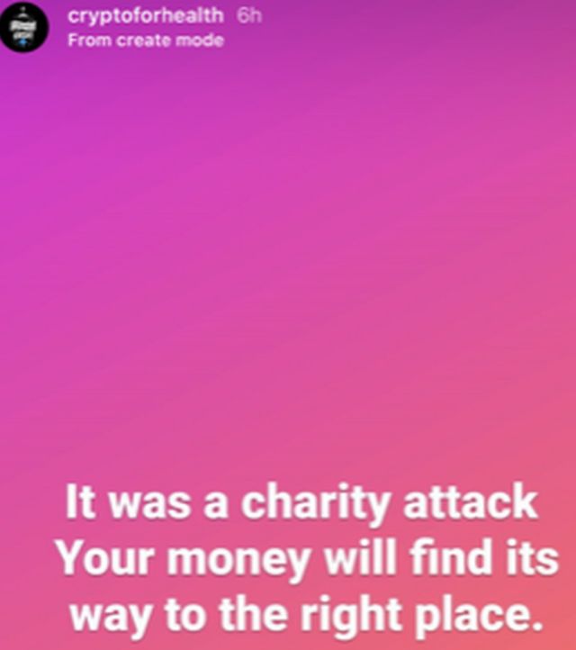 Chapisho la instagram katika akaunti ya Cryptoforhealth