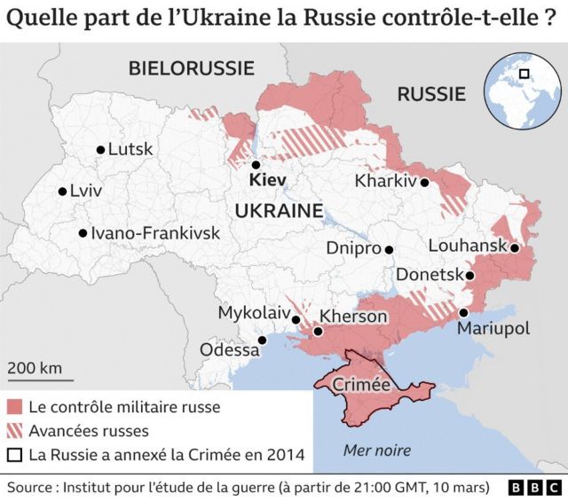Zones sous contrôle russe