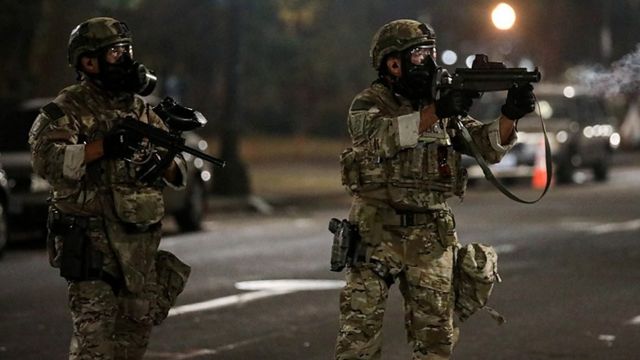 US federal officers during protests in Portland, Oregon