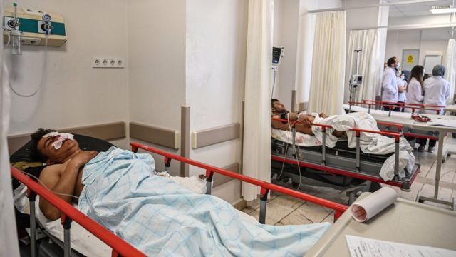Heridos en el hospital universitario Trakya.