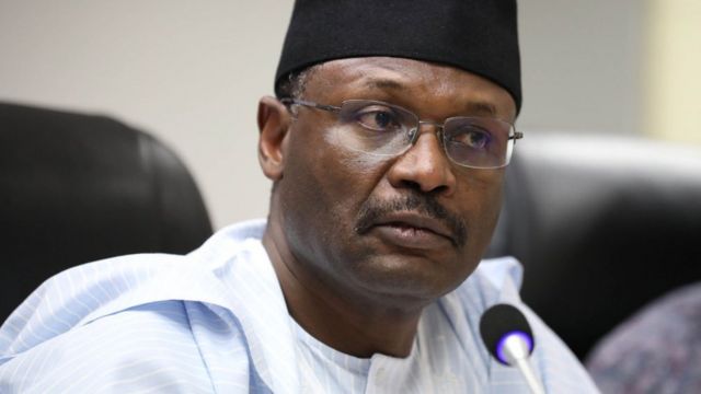 INEC Chairmo Professor Mahmood Yakubu say 'no election result sheet dey  wrong hand' - BBC News Pidgin