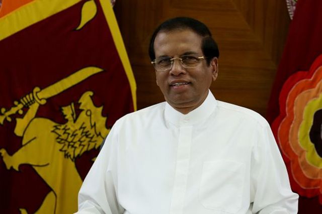 Sri Lankan President Maithripala Sirisena looks on at his official residence on November 13, 2018 in Colombo, Sri Lanka