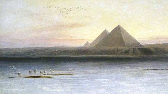 ماذا يمثل نهر النيل عند المصريين من الاف السنين _109258863_thepyramidsatgizeh'19thcentury.artistedwardlear