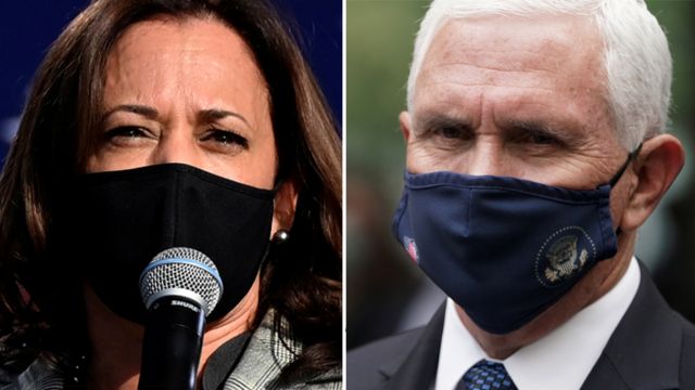 Democratic Sen. Kamala Harris (left) and US Vice President Mike Pence