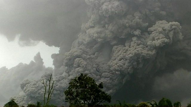 Ash coming from the volcano