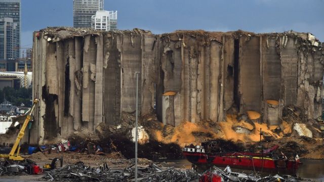 2020年11月，贝鲁特港口爆炸现场留下的废墟。