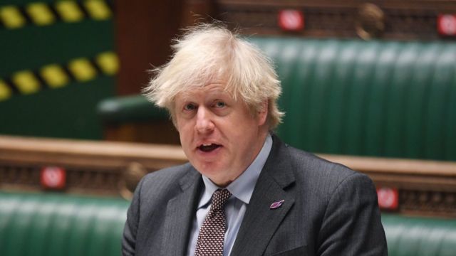 Prime Minister Boris Johnson during the Covid-19 update from the Prime Minister in the House of Commons, London. 27 January 2021.