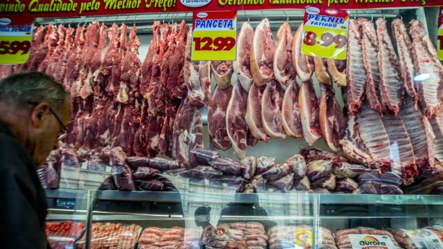 Mercado de carnes en Brasil.