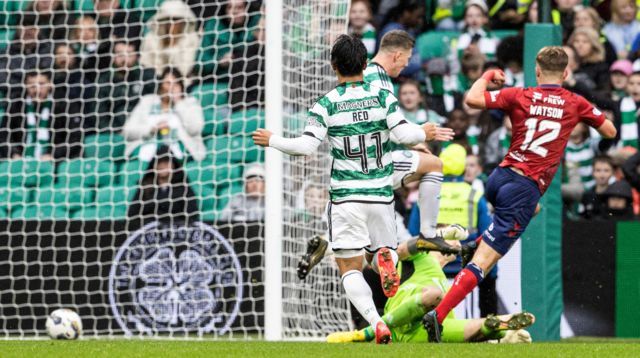 David Watson scores for Kilmarnock against Celtic