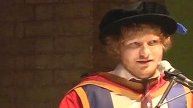 Ed Sheeran collecting his honorary degree
