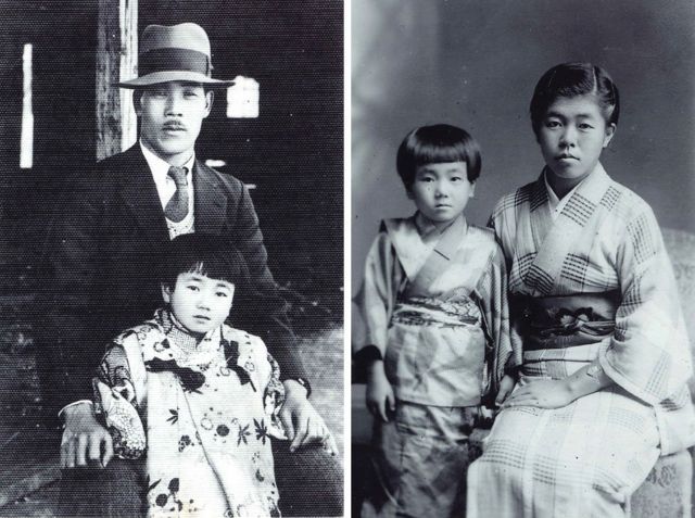 Reiko seen posing with her father and with her older sister