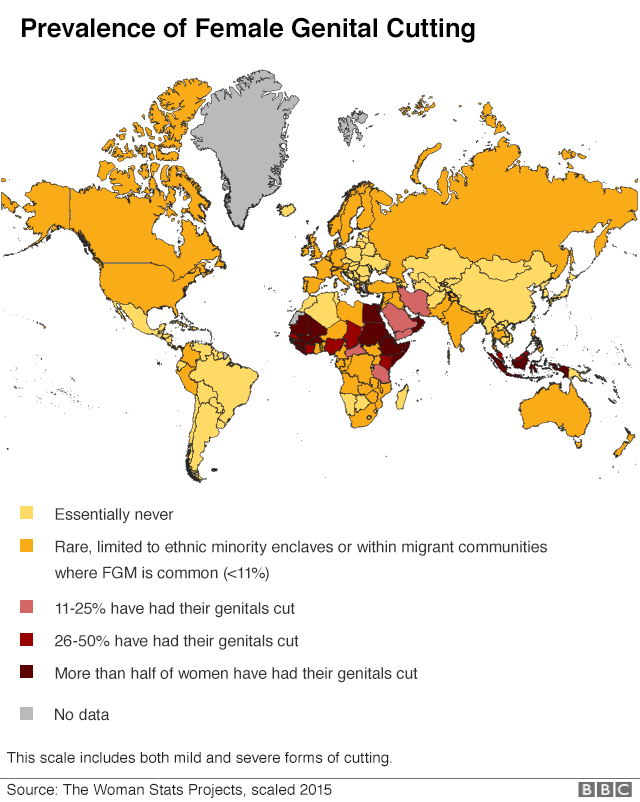 Map of prevalence of FGM