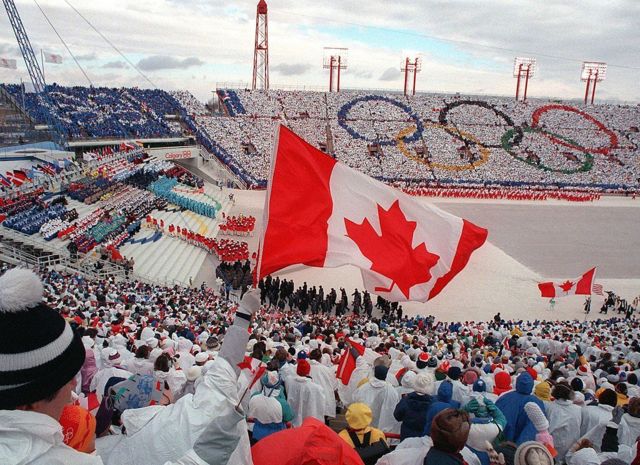 Momento de la inauguración de las Olimpiadas de invierno de 1988.