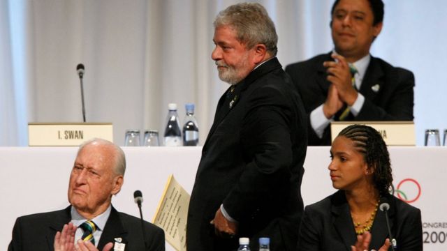 João Havelange e Lula em 2009, na apresentação da candidatura brasileira à Rio 2016