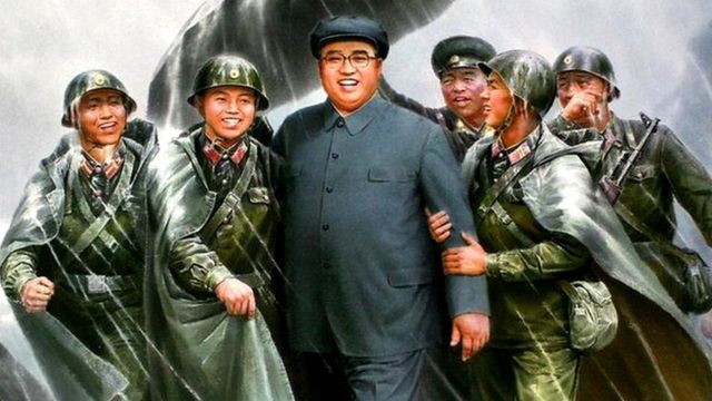 उत्तर कोरियाई शासक और अमरीकी सैनिक