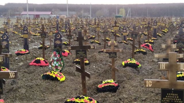 Incontáveis túmulos no cemitério russo investigado por Vitaly