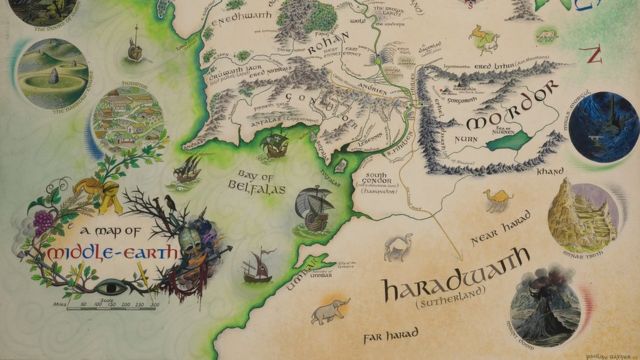 Complete Map Of Tolkien S World Jrr Tolkien's Annotated Middle-Earth Map At Bodleian - Bbc News