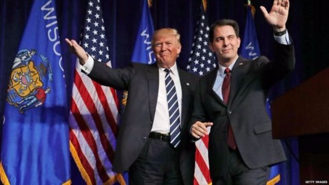 Donald Trump yakiriwe n'umukuru w'intara ya Wisconsin Scott Walker