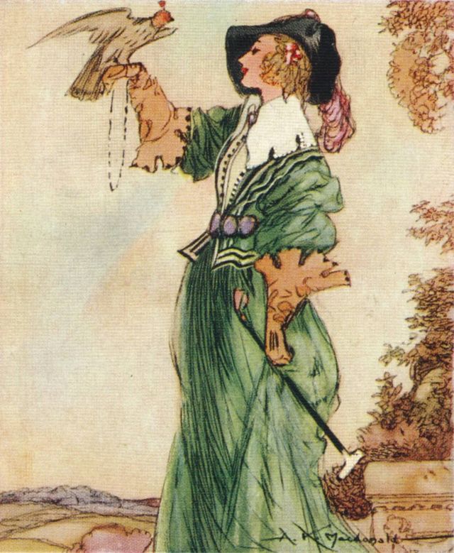 Diana Die Vernon es la heroína de la novela histórica de 1817 de Walter Scott, Rob Roy. De la serie de tarjetas de cigarrillos John Player & Sons 'Famous Beauties', 1937.