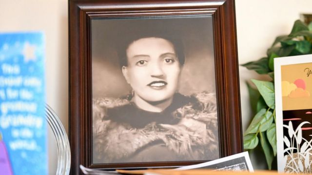 A framed photo of Henrietta Lacks