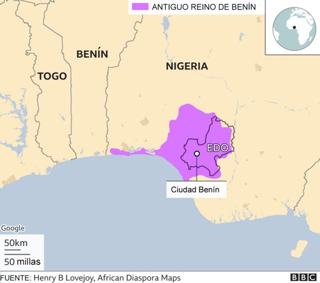 Mapa del antiguo Reino de Benín