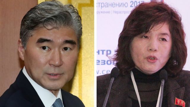 Sung Kim နဲ့ Choe Son-Hui ဦးဆောင်တဲ့ ကိုယ်စားလှယ် အဖွဲ့တွေ တွေ့ဆုံ ဆွေးနွေး နေ