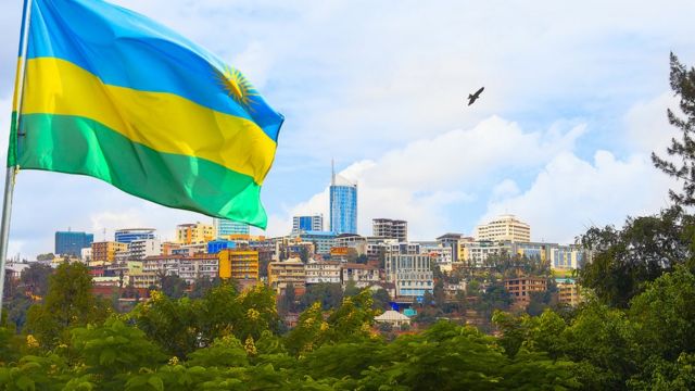 Flag flying in Rwanda's capital, Kigali