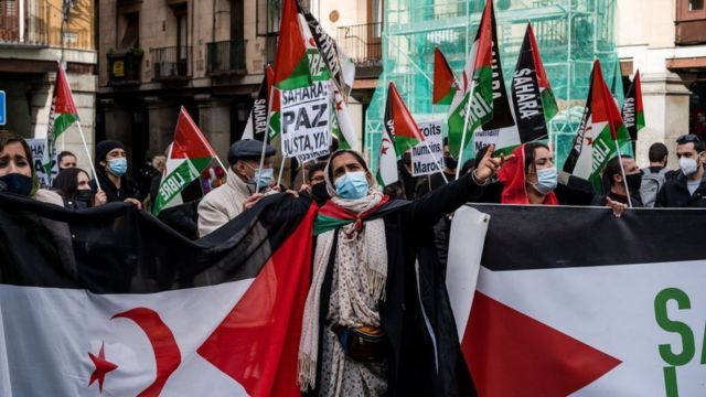 Protesta por los derechos de los saharauis en Madrid.