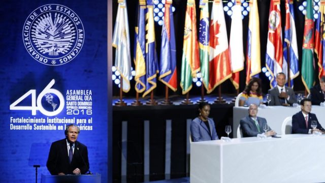 Luis Almagro, secretario general de la OEA, en la apertura de la Asamblea General.