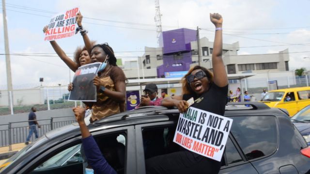Rinu Oduala - EndSars protesters in Lagos, Nigeria - 13 October 2020