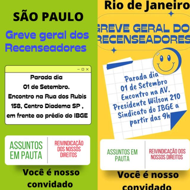 Chamados para paralisação em São Paulo e Rio, no dia 1º de setembro