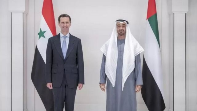 التقى الرئيس السوري مع ولي عهد أبوظبي الشيخ محمد بن زايد آل نهيان