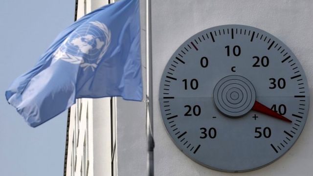 Термометр на здании ООН в Бонне