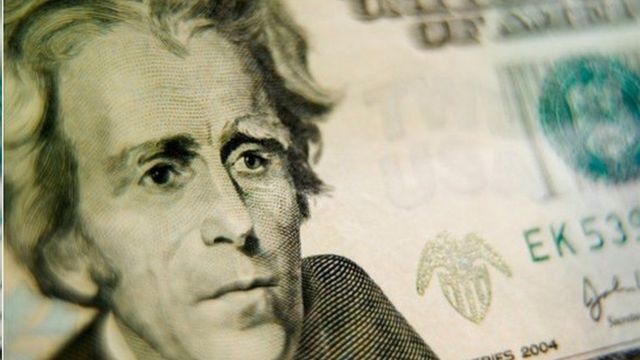أندرو جاكسون رئيس أمريكا من عام 1829 إلى عام 1837 يظهر على العملة الورقية من فئة الـ 20 دولارا
