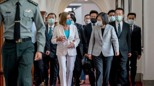 U.S. House of Representatives Speaker Nancy Pelosi attends a meeting with Taiwan President Tsai Ing-wen at the presidential office in Taipei, Taiwan August 3, 2022.
