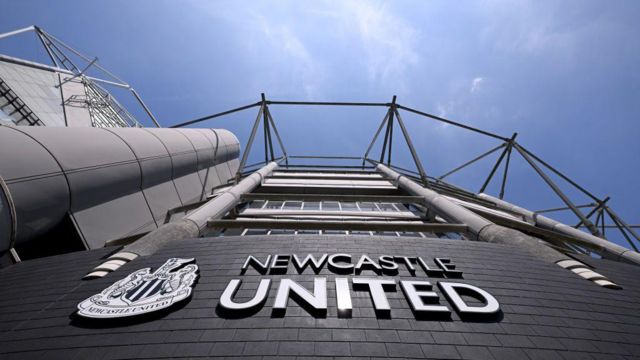 A general view of the Newcastle club badge outside St James' Park